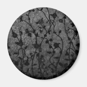 Black and White Gothic Antique Floral Magnet