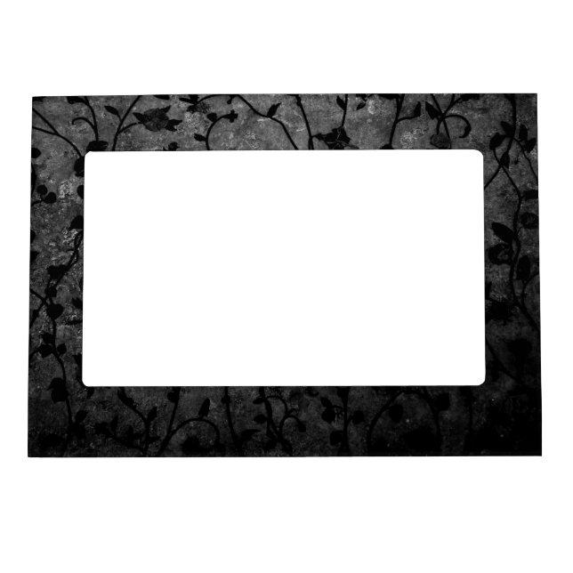 Black and White Gothic Antique Floral Magnetic Picture Frame (Front)