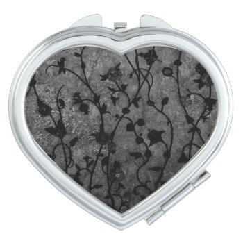Black And White Gothic Antique Floral Makeup Mirror by LouiseBDesigns at Zazzle
