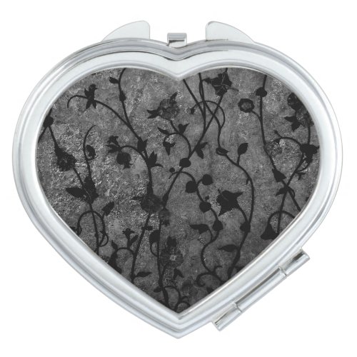 Black and White Gothic Antique Floral Makeup Mirror