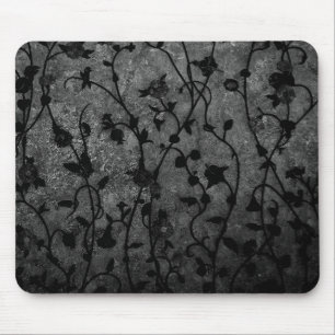 Black and White Gothic Antique Floral Mouse Pad