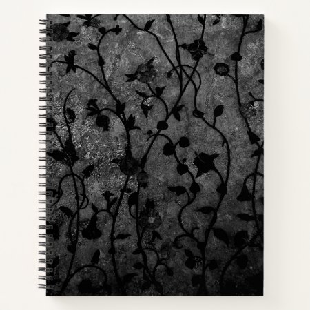 Black And White Gothic Antique Floral Notebook