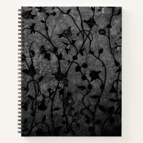 Black and White Gothic Antique Floral Notebook