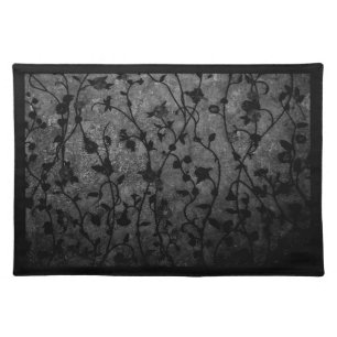 Black and White Gothic Antique Floral Placemat
