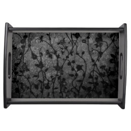 Black and White Gothic Antique Floral Serving Tray