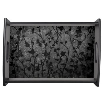 Black And White Gothic Antique Floral Serving Tray by LouiseBDesigns at Zazzle