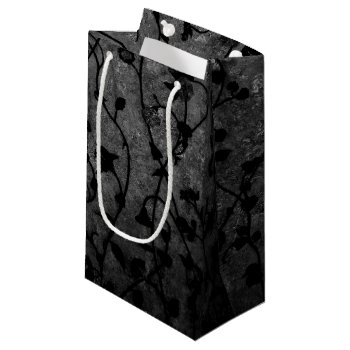 Black And White Gothic Antique Floral Small Gift Bag by LouiseBDesigns at Zazzle