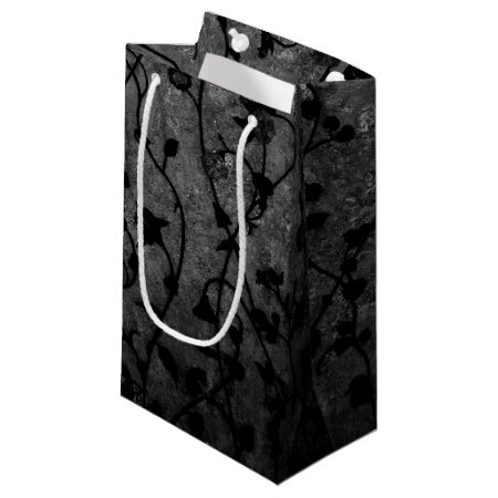 Black And White Gothic Antique Floral Small Gift Bag