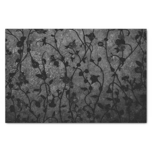 Black and White Gothic Antique Floral Tissue Paper