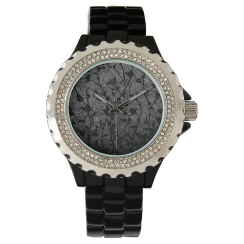 Black and White Gothic Antique Floral Watch