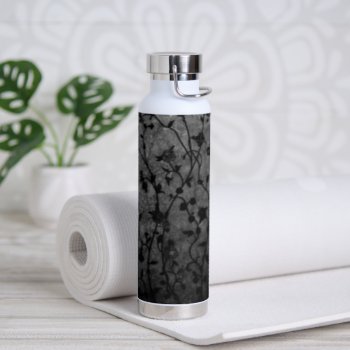 Black And White Gothic Antique Floral Water Bottle by LouiseBDesigns at Zazzle