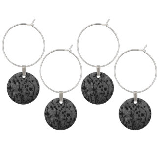 Black and White Gothic Antique Floral Wine Charm