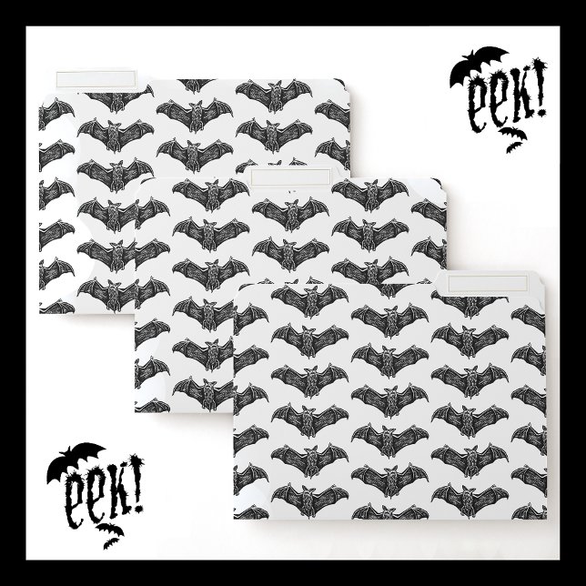 Black and White Gothic Bat Pattern Design File Folder (Creator Uploaded)