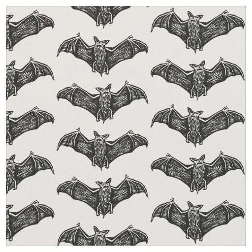 Black and White Gothic Bat Pattern Fabric