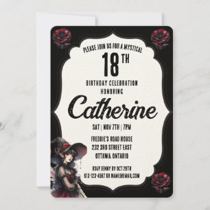 Black and White Gothic Birthday Invitation
