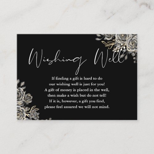 Black And White Gothic Floral Wishing Well Wedding Enclosure Card