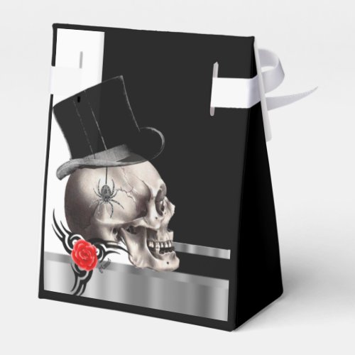 Black and white gothic groom skull goth wedding favor boxes