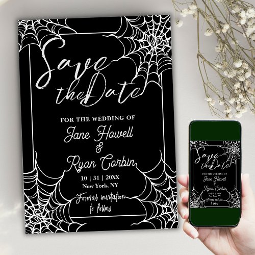 Black and White Gothic Halloween Save The Date
