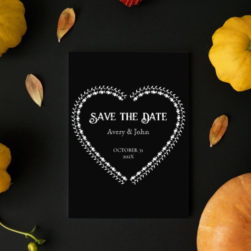 Black and White Gothic Minimalistic Save The Date Invitation