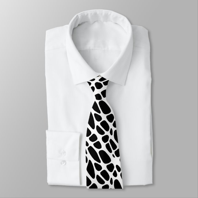 Black and White Gothic Organic Skin Pattern Neck Tie (Tied)