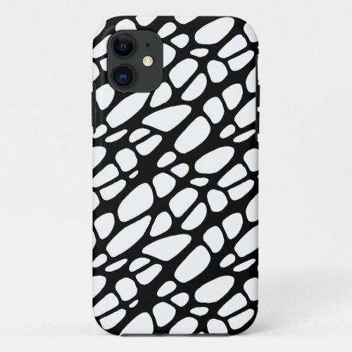 Black and White Gothic Organic Web Pattern iPhone 11 Case