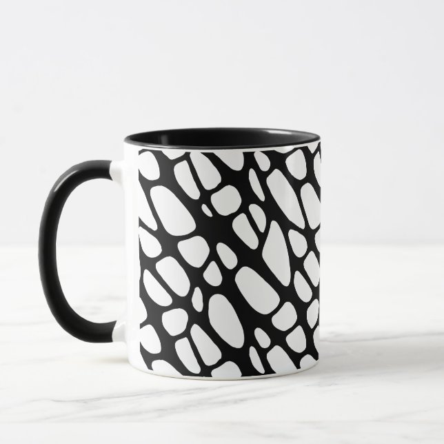 Black and White Gothic Organic Web Pattern Mug (Left)