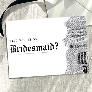 Black and White Gothic Rep Bridesmaid Proposal Card