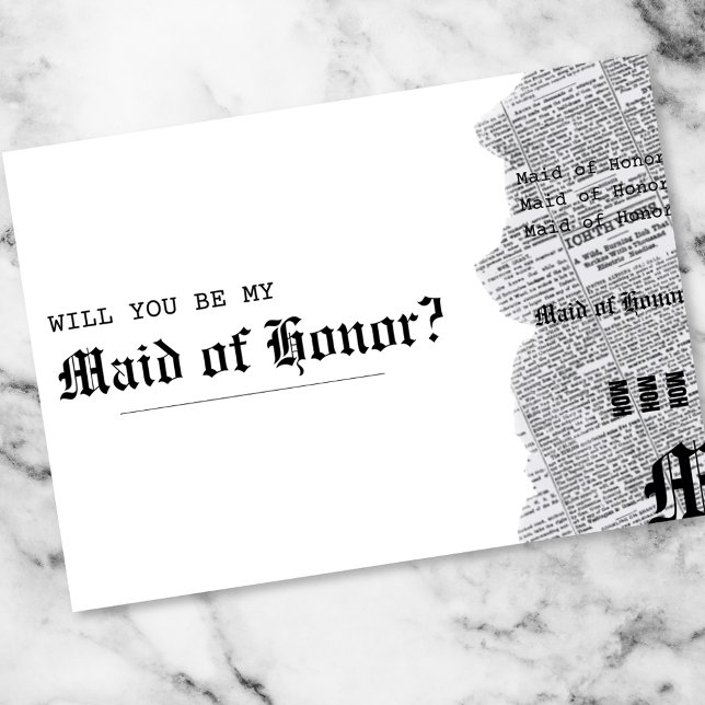 Black and White Gothic Rep Maid of Honor Proposal Card (Creator Uploaded)