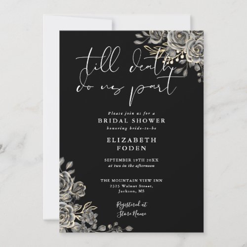 Black And White Gothic Roses Floral Bridal Shower Invitation
