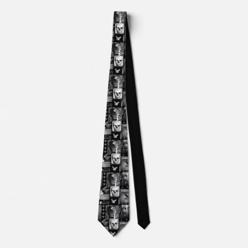 Black And White Gothic Skull Neck Tie