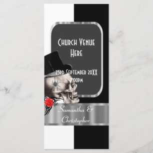 Black and white gothic skull wedding program