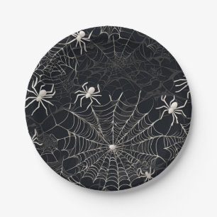 Black and White Gothic Spider web Party  Paper Plates