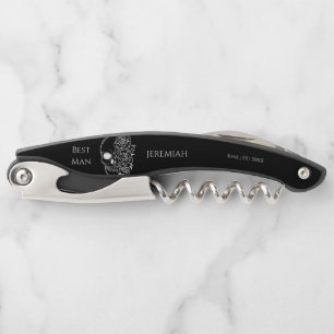 Black and white Gothic Wedding Best Man Waiter's Corkscrew