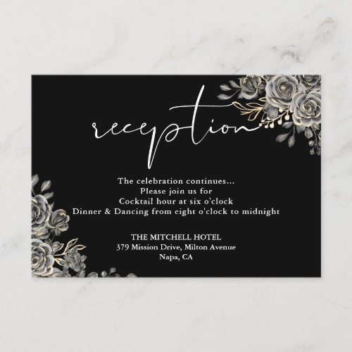 Black And White Gothic Wedding Reception Enclosure Card