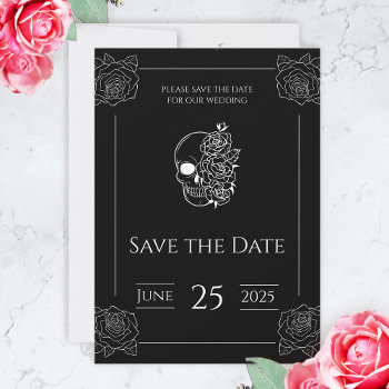 Black And White Gothic Wedding Save The Date by FireSparks at Zazzle