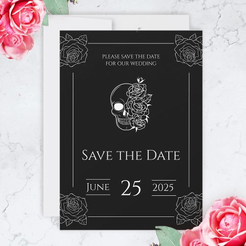 Black And White Gothic Wedding Save the Date