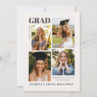 Black and White Grad Announcement With Photos
