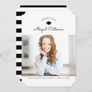 Black and White Grad Party Invitation