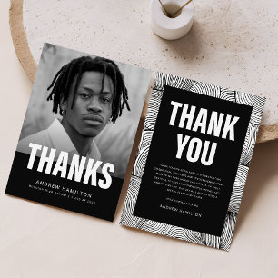 Black and White Grad Photo Graduation Announcement Postcard