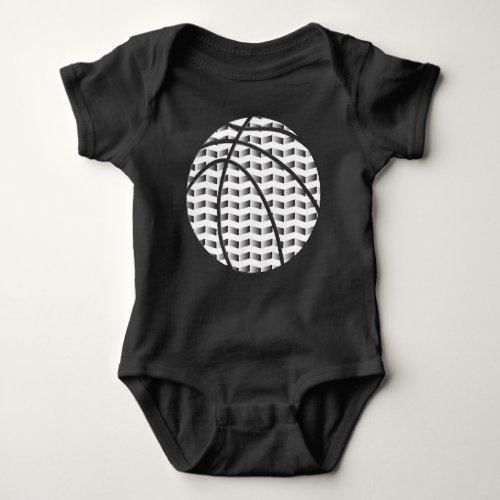 Black and White Gradient Basketball Baby Bodysuit