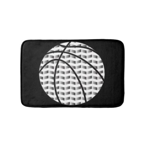 Black and White Gradient Basketball Bath Mat