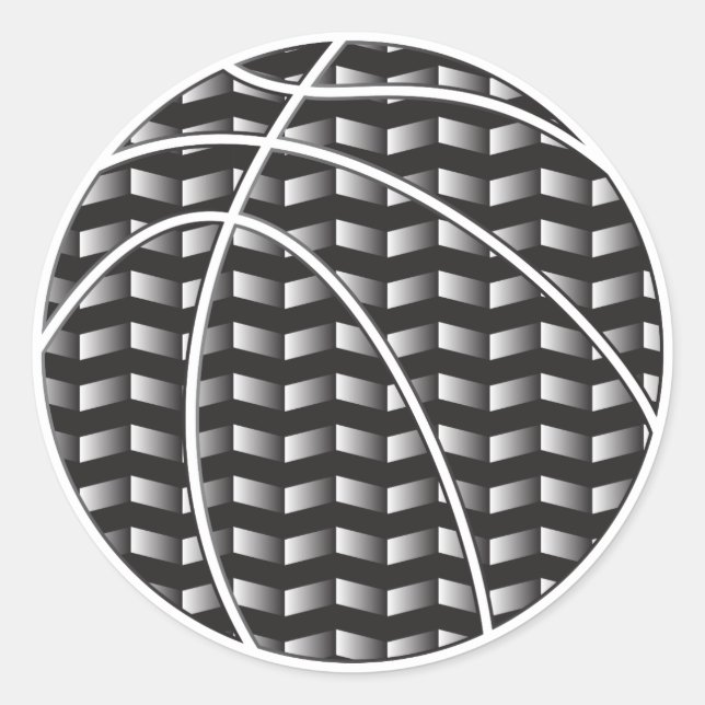 Black and White Gradient Basketball Sticker (Front)