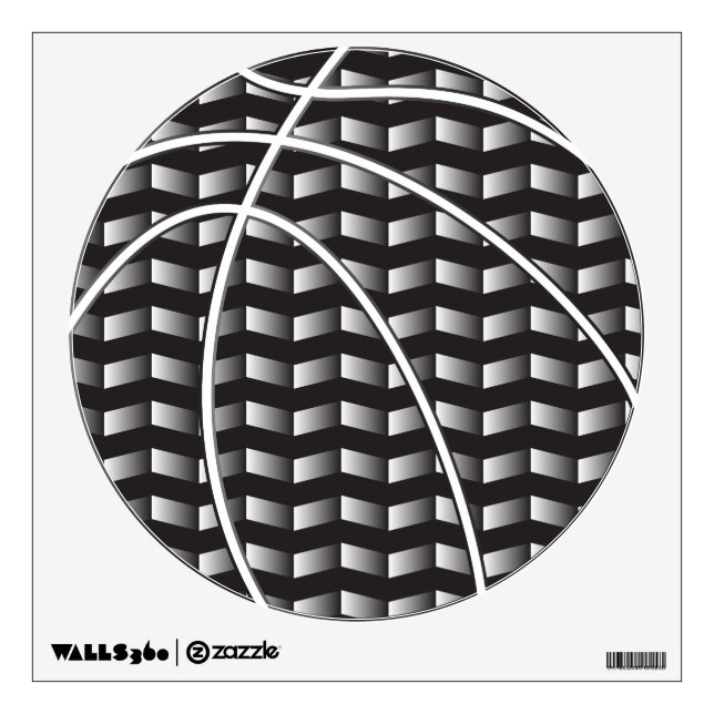 Black and White Gradient Basketball Wall Decal (Front)