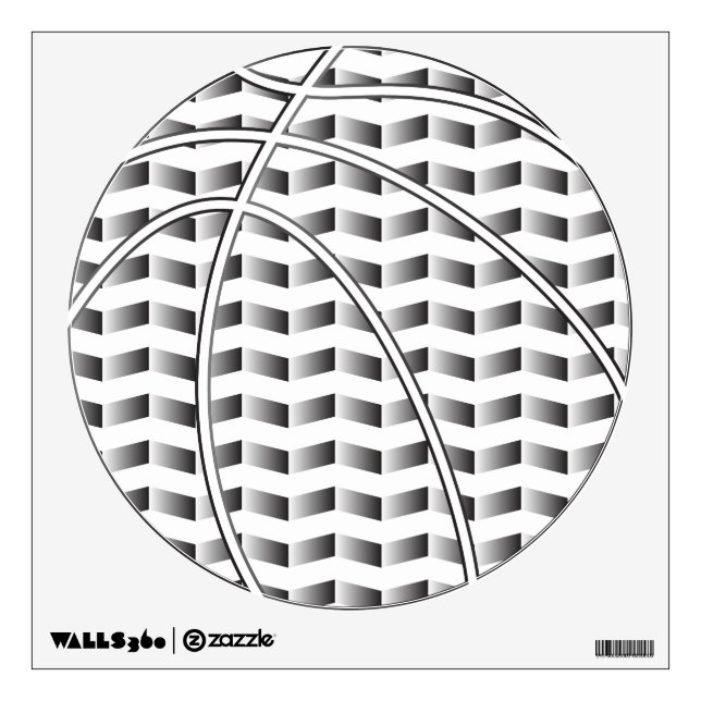Black and White Gradient Basketball Wall Decal (Front)