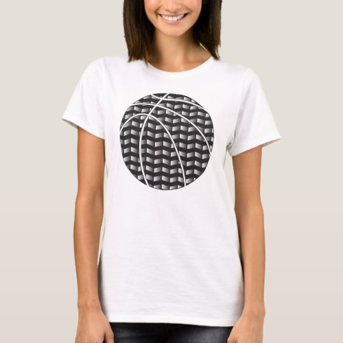 Black and White Gradient Basketball Women T_Shirt