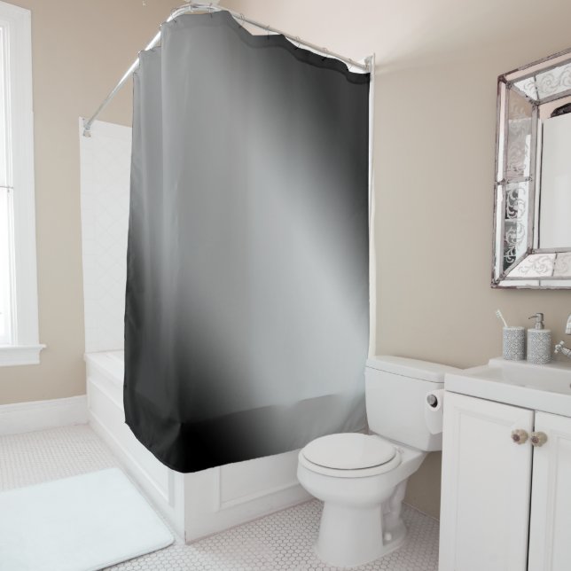 Black and White Gradient Diagonal Shower Curtain (In Situ)