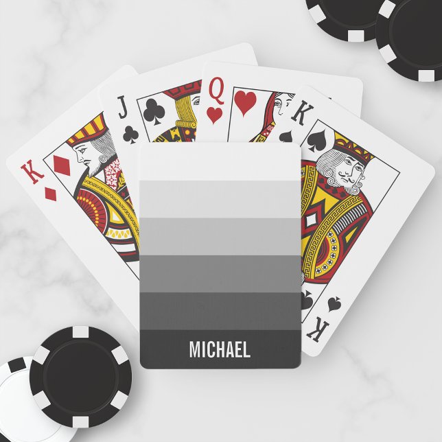 Black and White Gradient Stripes with Name Poker Cards (Creator Uploaded)