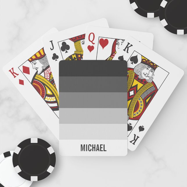 Black and White Gradient Stripes with Name Poker Cards (Creator Uploaded)
