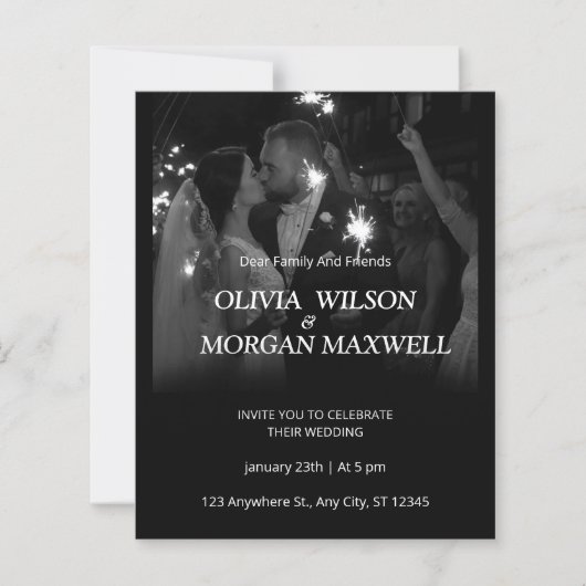 Black and White Gradient Wedding Invitation (Front)