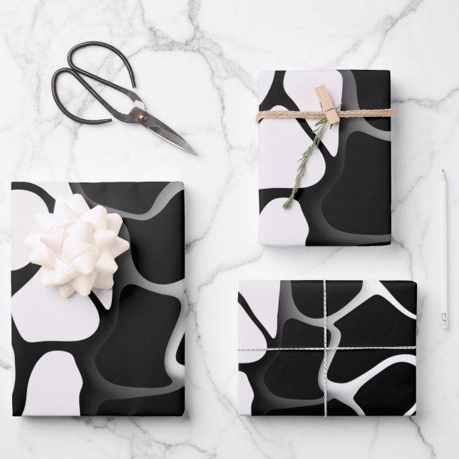 Black and White Gradient Wrapping Paper  (Front)